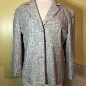 Larry Levine Women's Blazer in Cream and Gray. Textured Silk